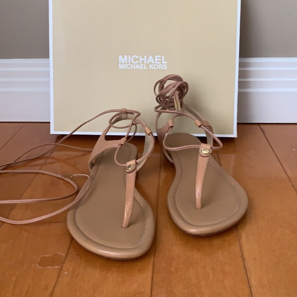 Michael Michael Kors Gladiator Leather Lace Up Sandals - Picture 2 of 5